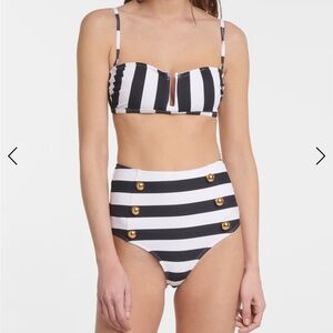 Alexandra Miro ally high rise bottoms size Large White navy striped gold buttons